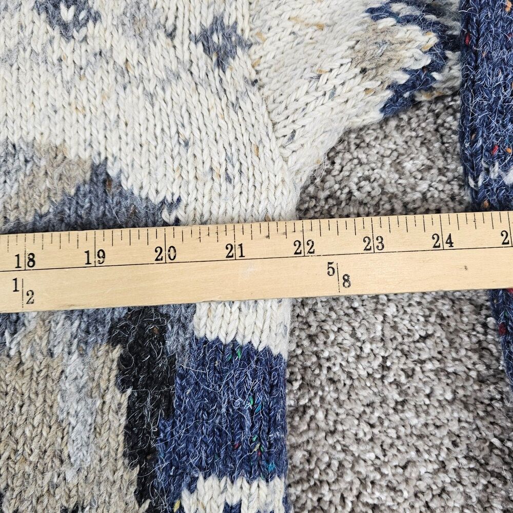 Vintage Polar Bear Sweater Mens Large Wool Blend Mock Neck 80s 90s Pullover Rib - Picture 6 of 9